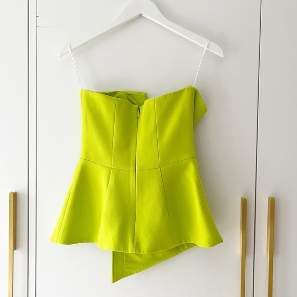 Finders Keepers Lime Green Asymmetrical Strapless Blouse - Picture 3 of 5